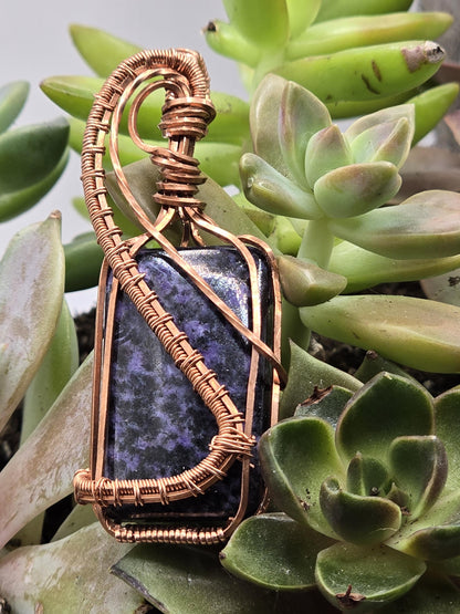Hand-crafted Wire Wrapped Charoite Crystal Pendant
