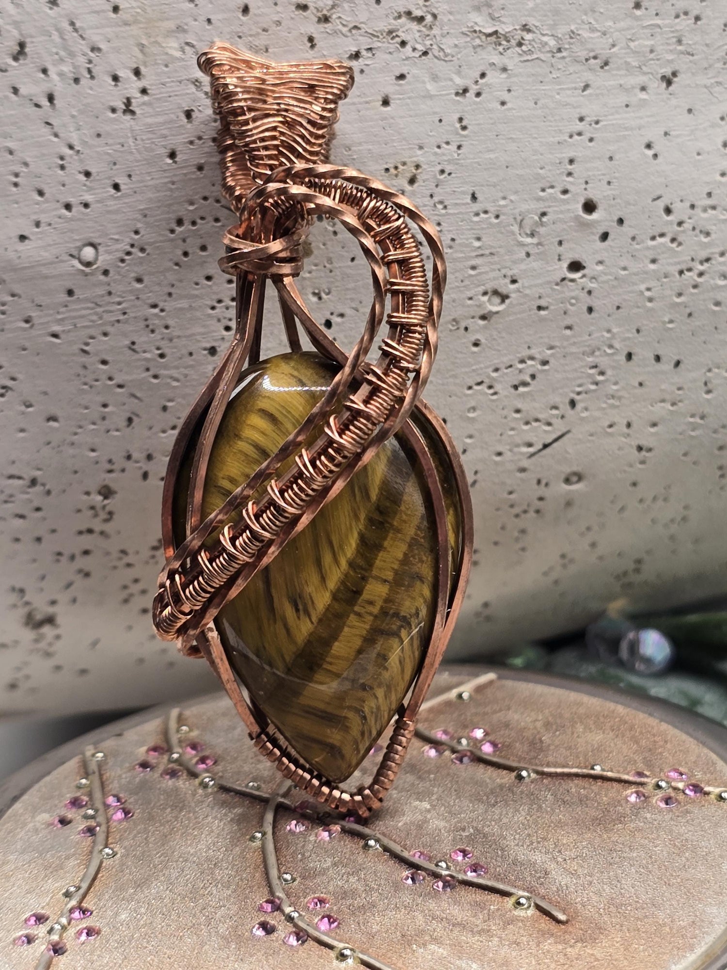 Hand-crafted Wire Wrapped Nellite Crystal Pendant