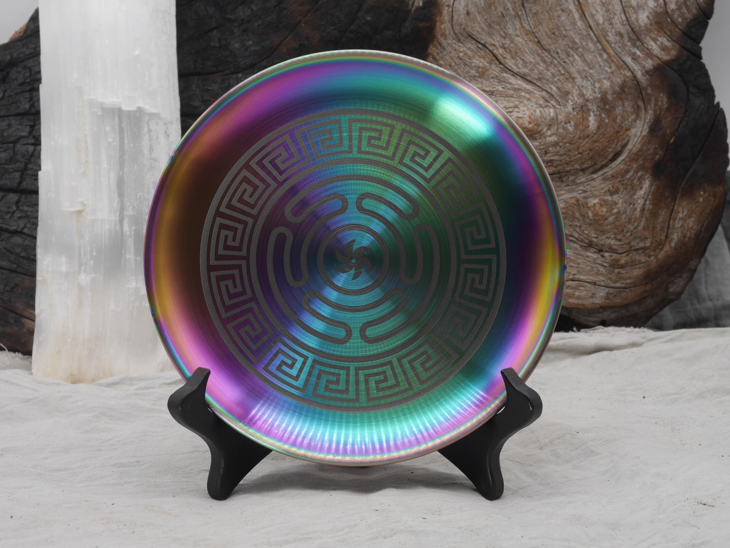 Strophalos of Hecate Altar Tray: Rainbow Stainless Steel Offering Plate