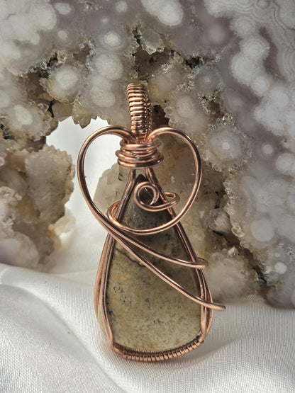 Hand-crafted Wire Wrapped Picture Jasper Crystal Pendant