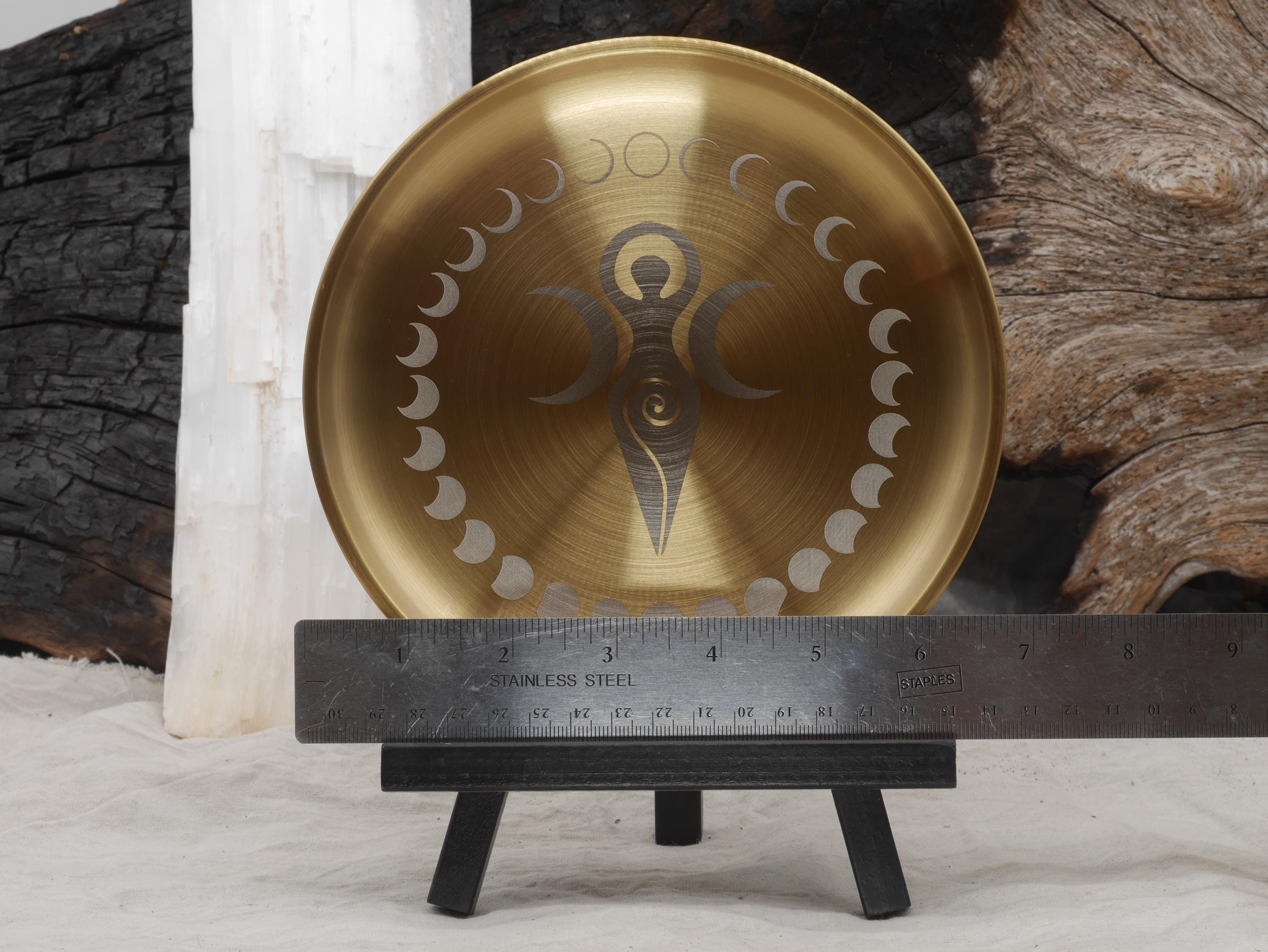 Triple Goddess Altar Tray: Gold &amp; Silver Moon Phases Plate