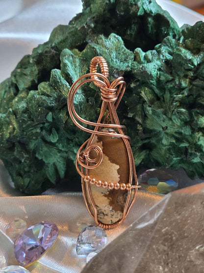 Hand-crafted Wire Wrapped Picture Jasper Crystal Pendant