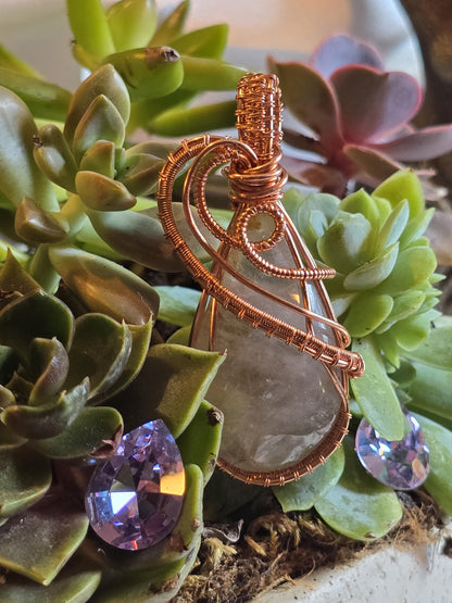 Hand-crafted Wire Wrapped Golden Rutilated Quartz Crystal Pendant