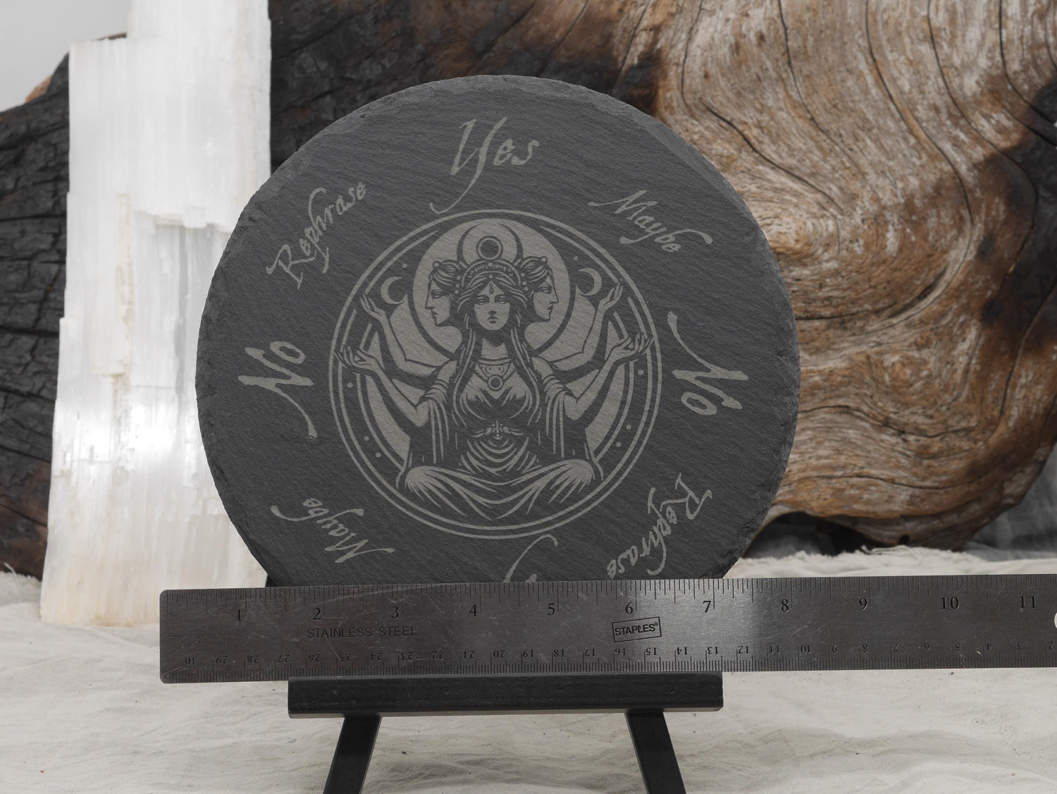 Hecate / Hekate Pendulum Board on Natural Slate Tray - Divination - Triple Goddess - Altar Piece