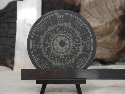 Engraved Slate Wheel of the Year Altar Tray: Wiccan Pagan Sabbats