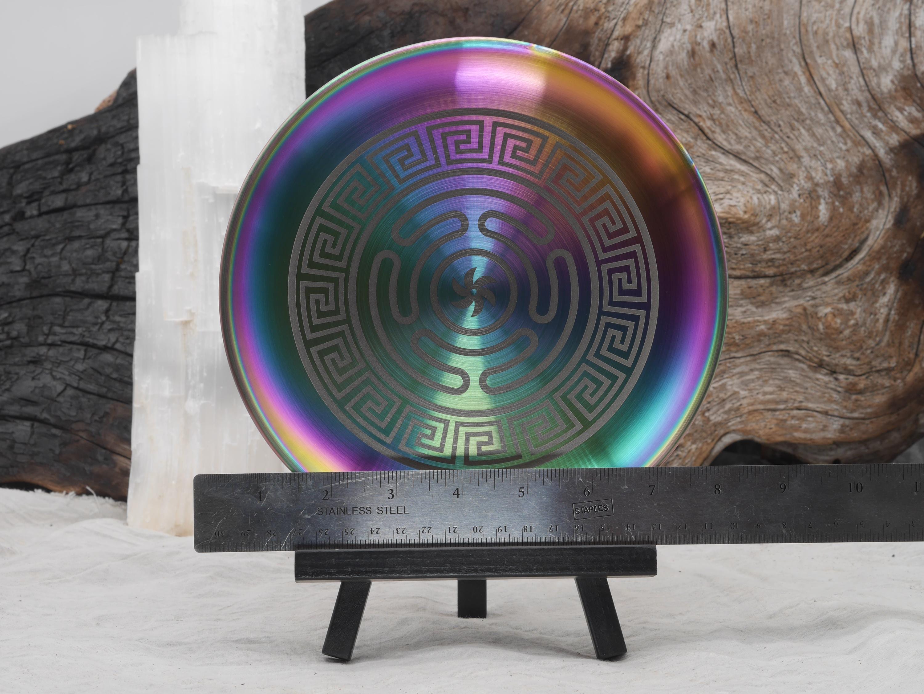 Strophalos of Hecate Altar Tray: Rainbow Stainless Steel Offering Plate