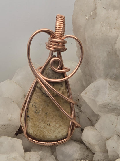 Hand-crafted Wire Wrapped Picture Jasper Crystal Pendant