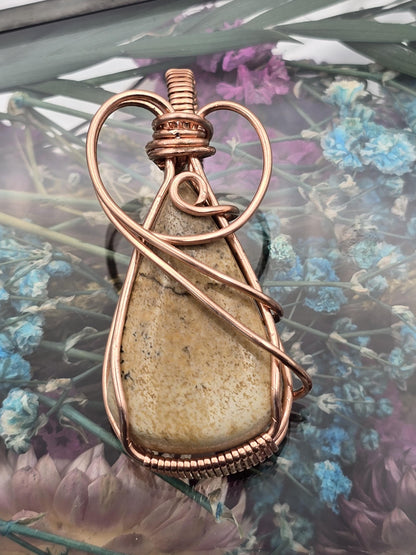 Hand-crafted Wire Wrapped Picture Jasper Crystal Pendant