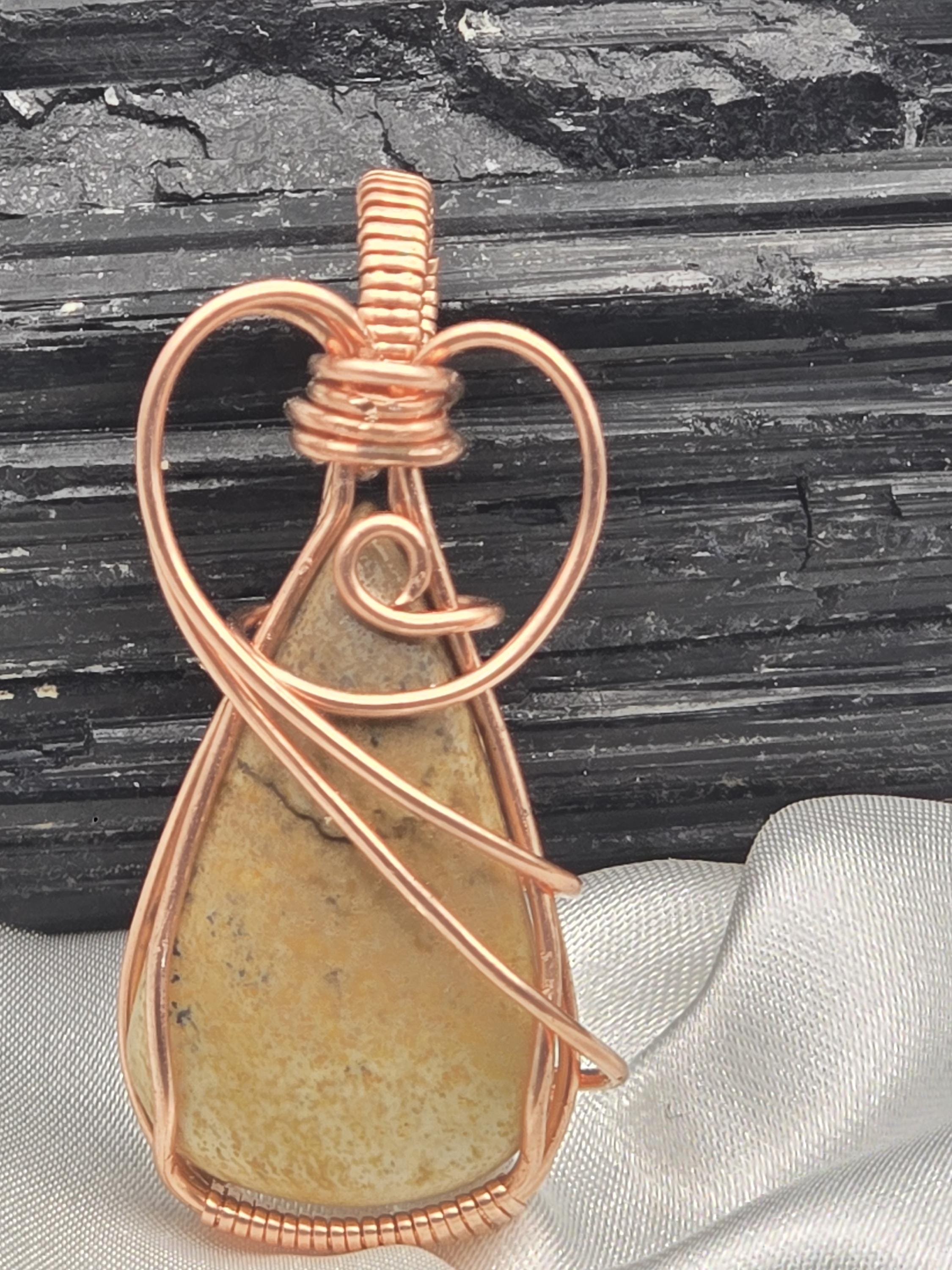 Hand-crafted Wire Wrapped Picture Jasper Crystal Pendant