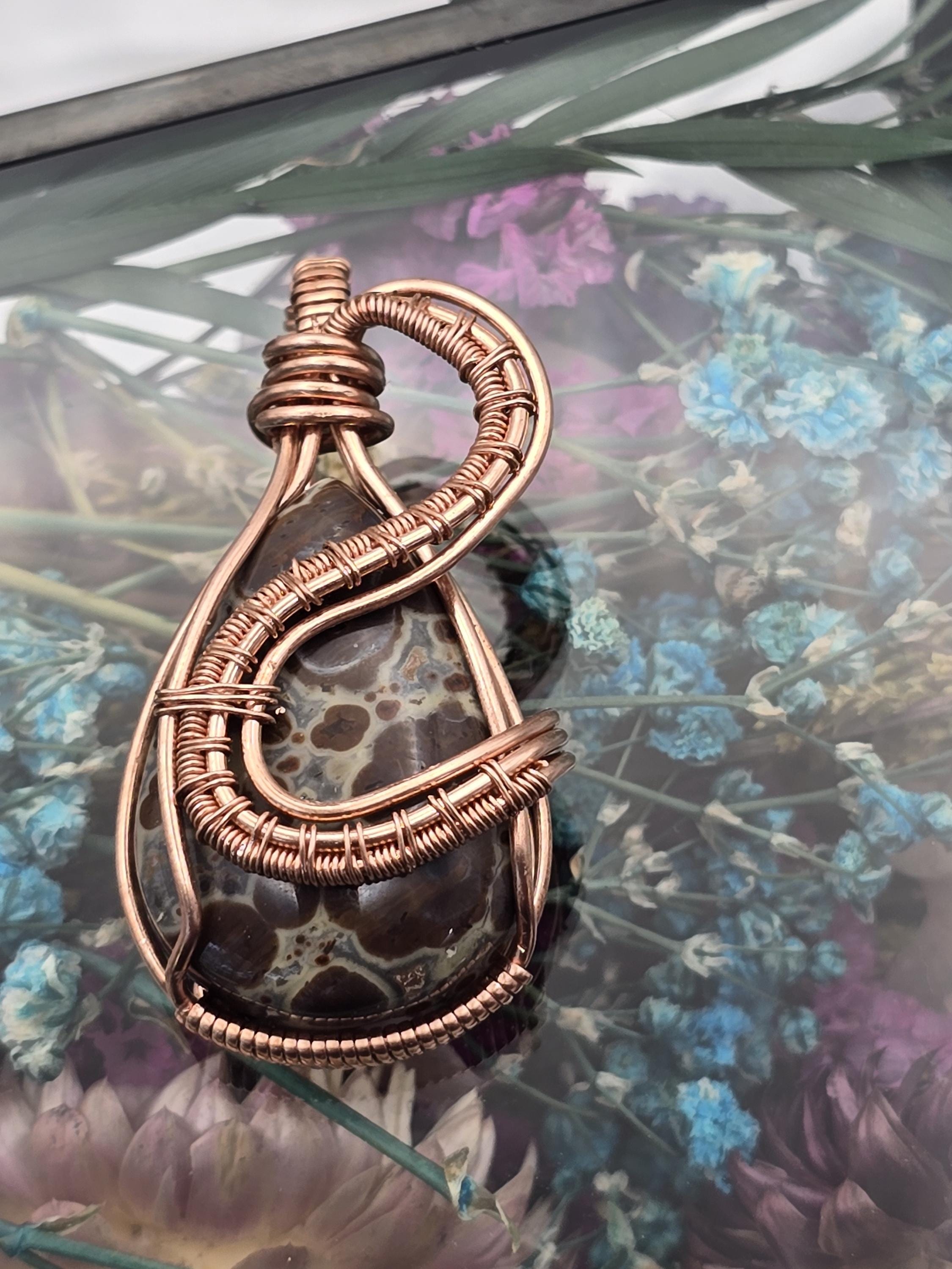 Hand-crafted Wire Wrapped Asteroid Jasper Crystal Pendant