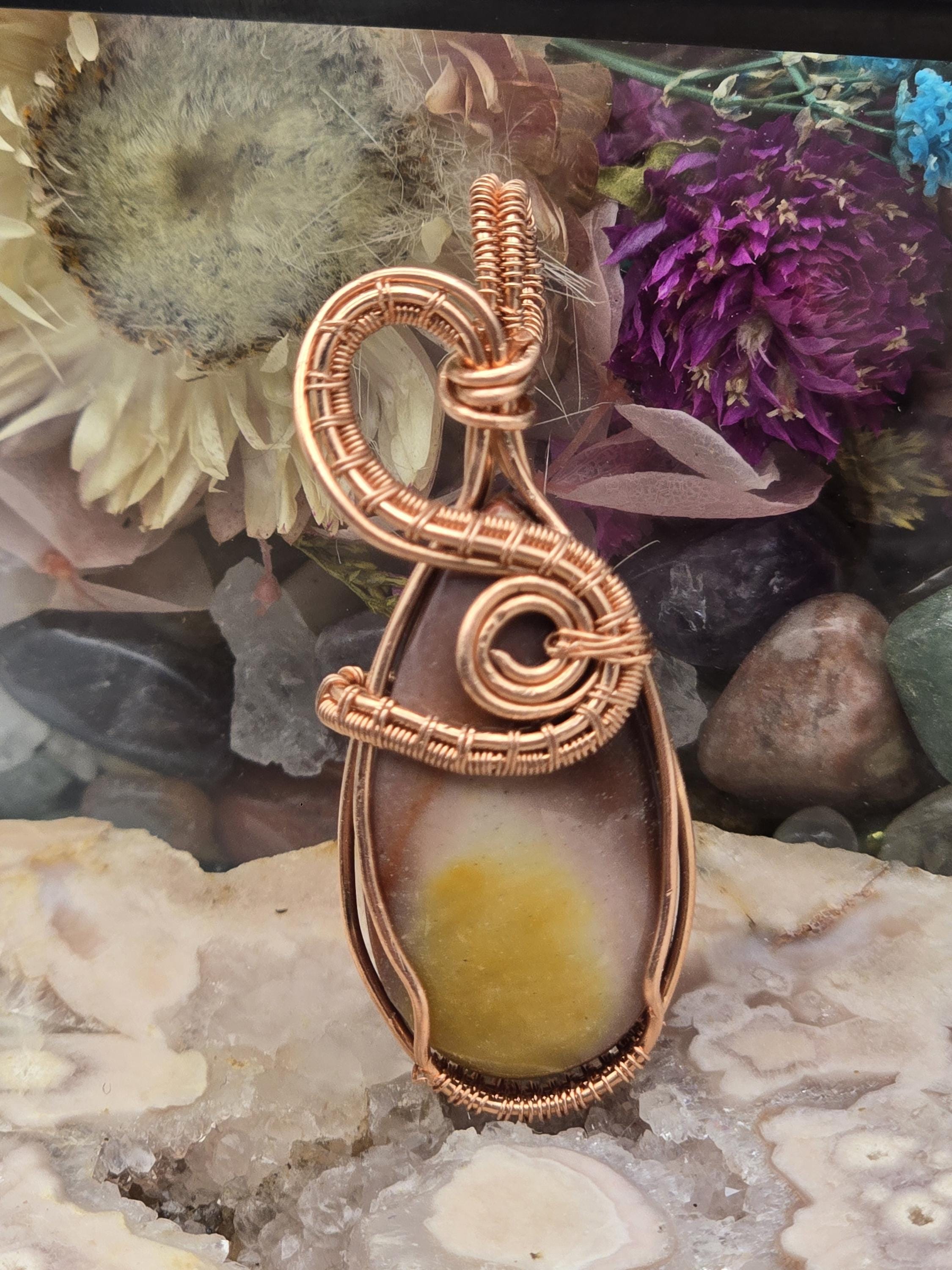 Hand-crafted Wire Wrapped Mookaite Crystal Pendant