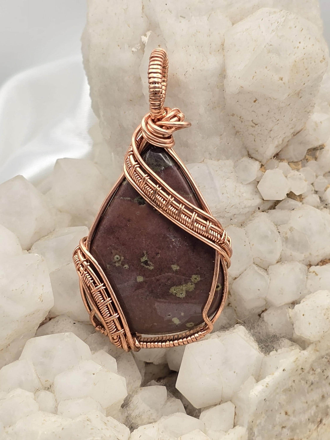 Hand-crafted Wire Wrapped Ocean Jasper Crystal Pendant
