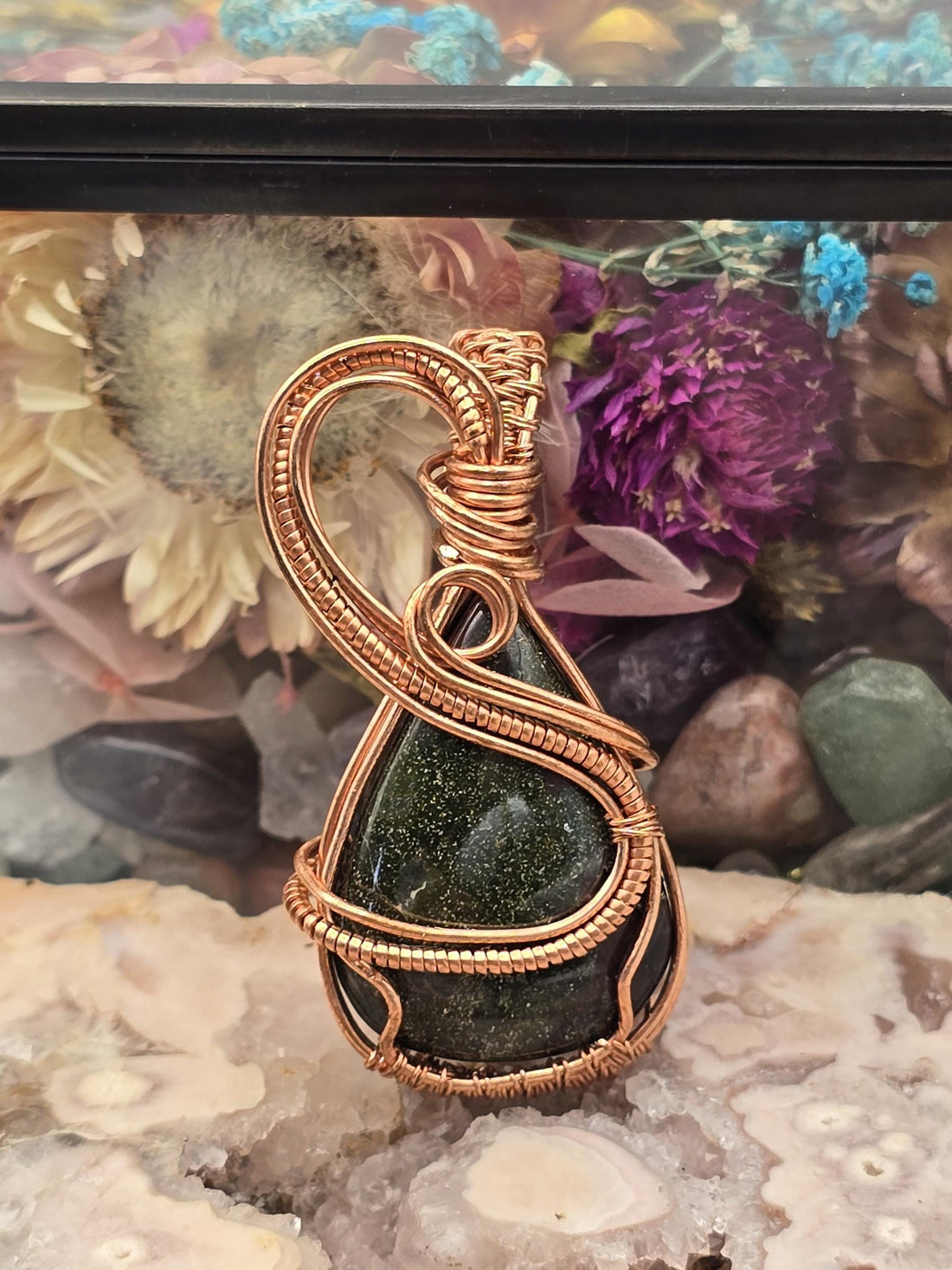 Hand-crafted Wire Wrapped Dragon Blood Jasper Crystal Pendant