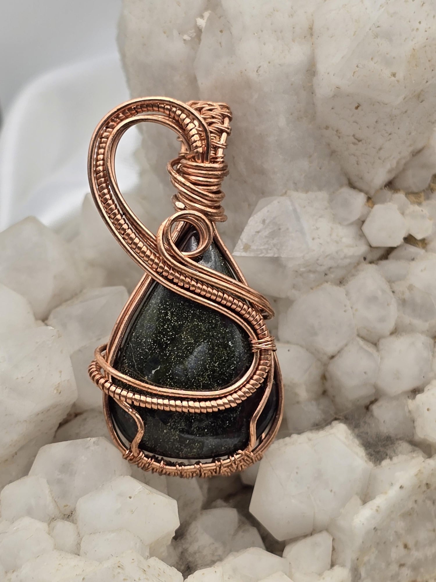 Hand-crafted Wire Wrapped Dragon Blood Jasper Crystal Pendant
