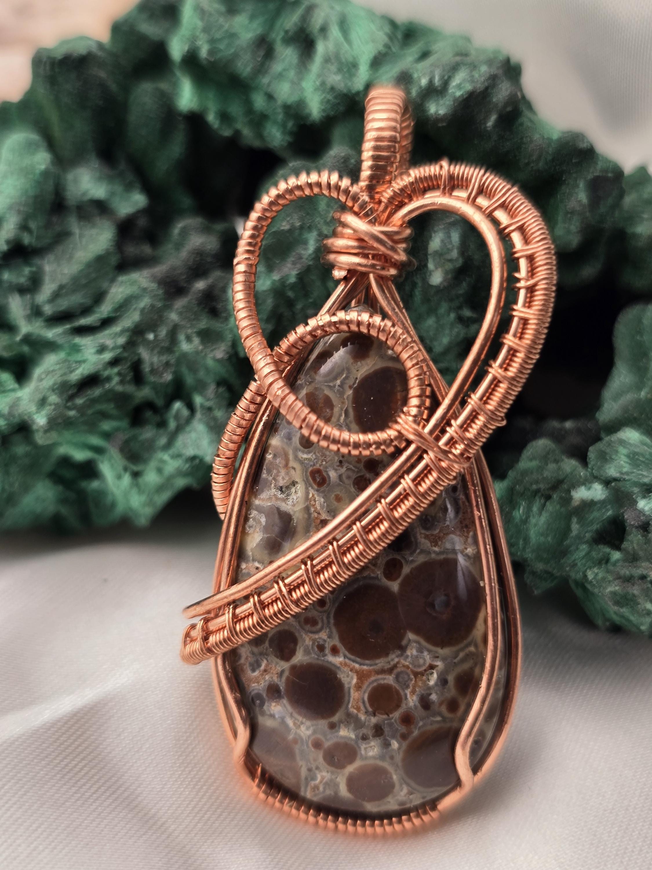 Hand-crafted Wire Wrapped Asteroid Jasper Crystal Pendant