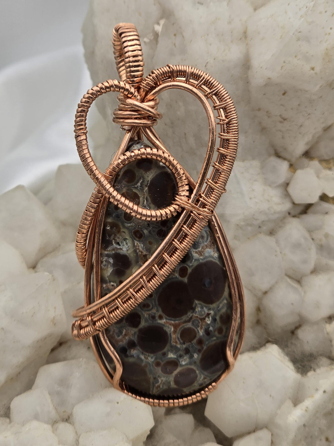 Hand-crafted Wire Wrapped Asteroid Jasper Crystal Pendant