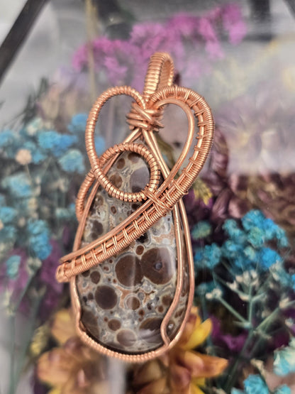 Hand-crafted Wire Wrapped Asteroid Jasper Crystal Pendant