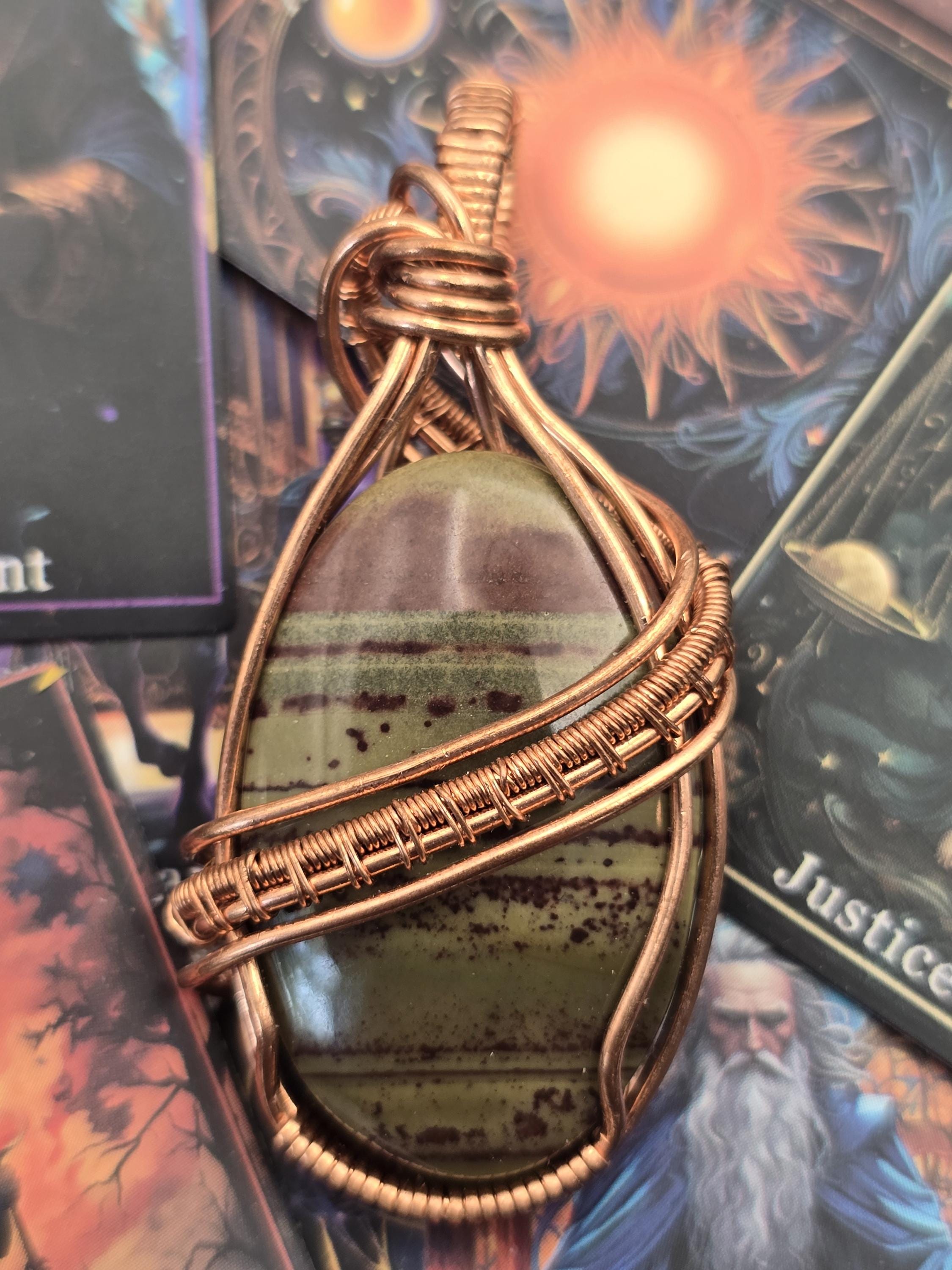 Hand-crafted Wire Wrapped Australian Imperial Jasper Crystal Pendant