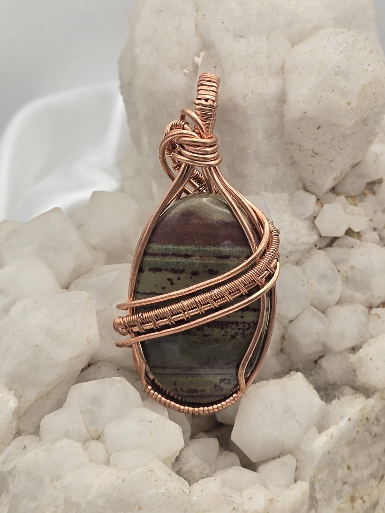 Hand-crafted Wire Wrapped Australian Imperial Jasper Crystal Pendant