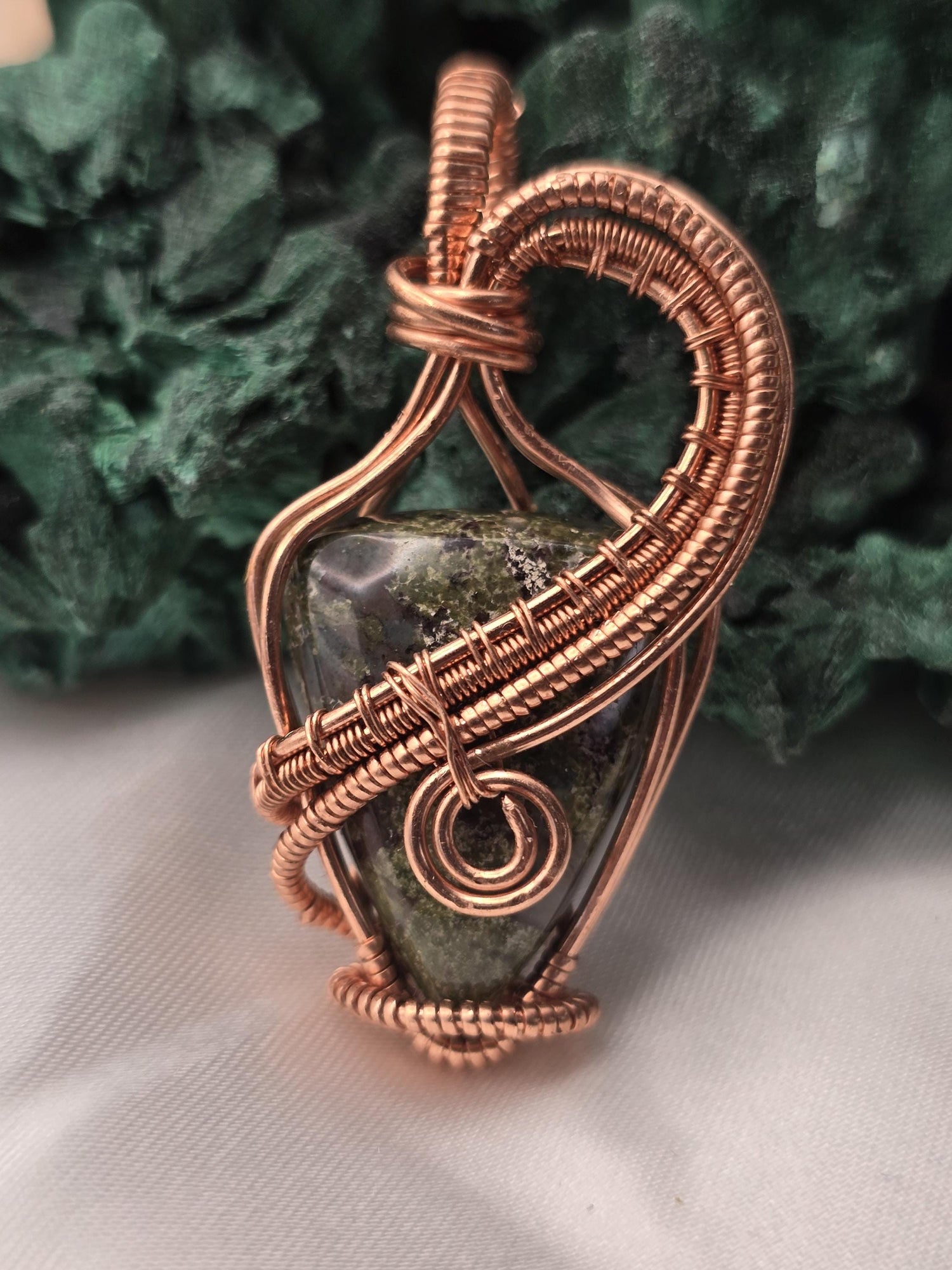 Hand-crafted Wire Wrapped Dragon Blood Jasper Crystal Pendant