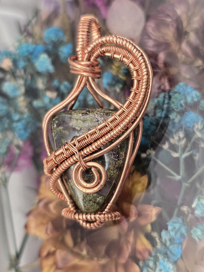 Hand-crafted Wire Wrapped Dragon Blood Jasper Crystal Pendant