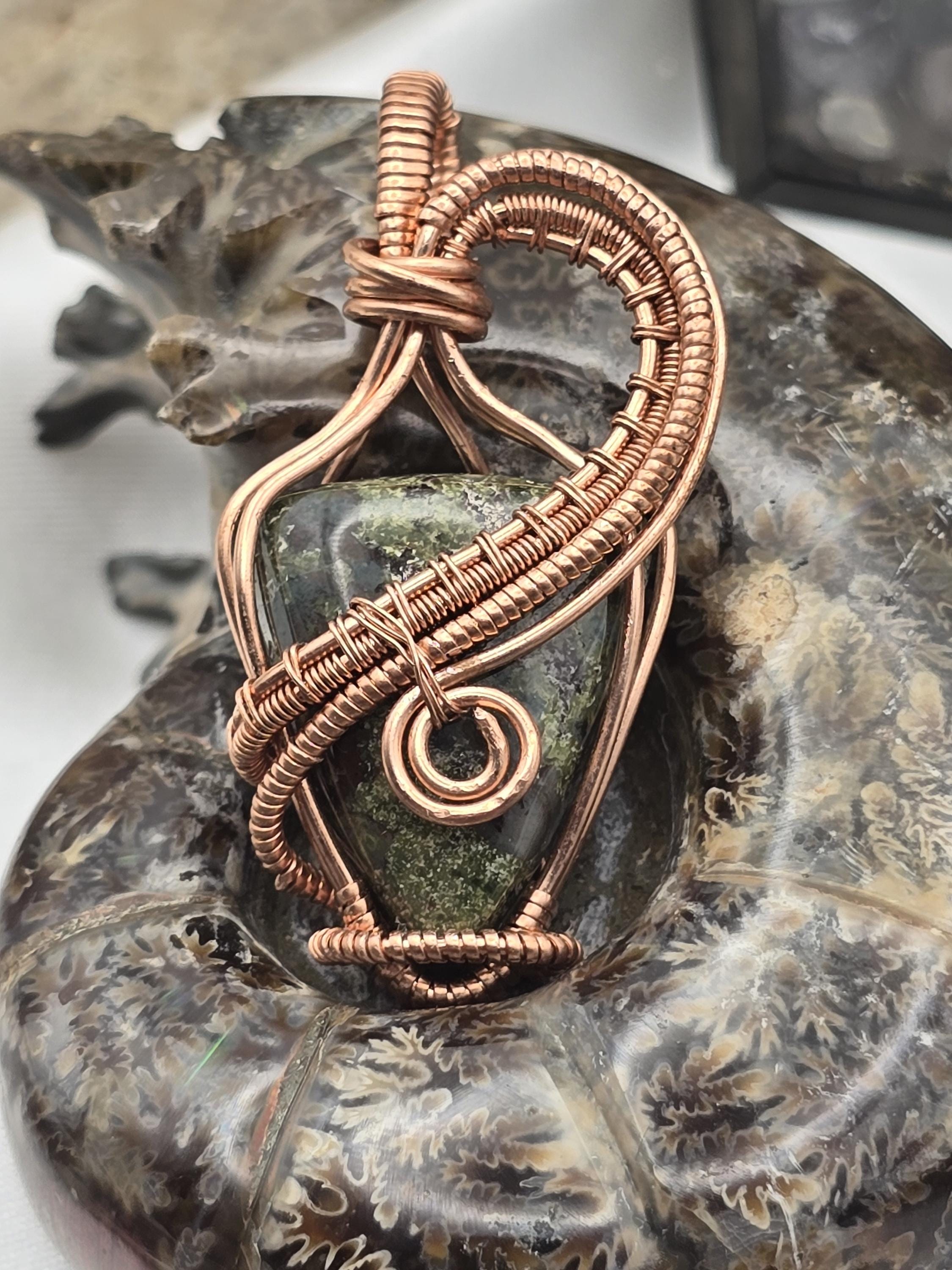 Hand-crafted Wire Wrapped Dragon Blood Jasper Crystal Pendant