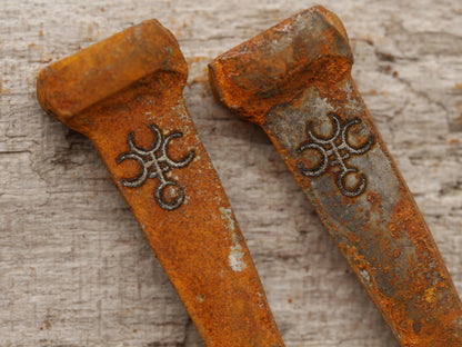 Rusty Coffin Nails Engraved With Hecate&amp;