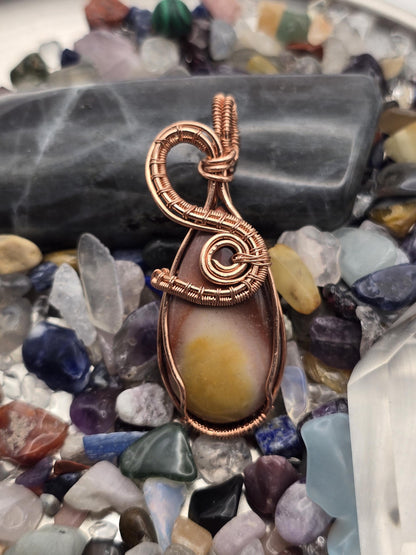 Hand-crafted Wire Wrapped Mookaite Crystal Pendant