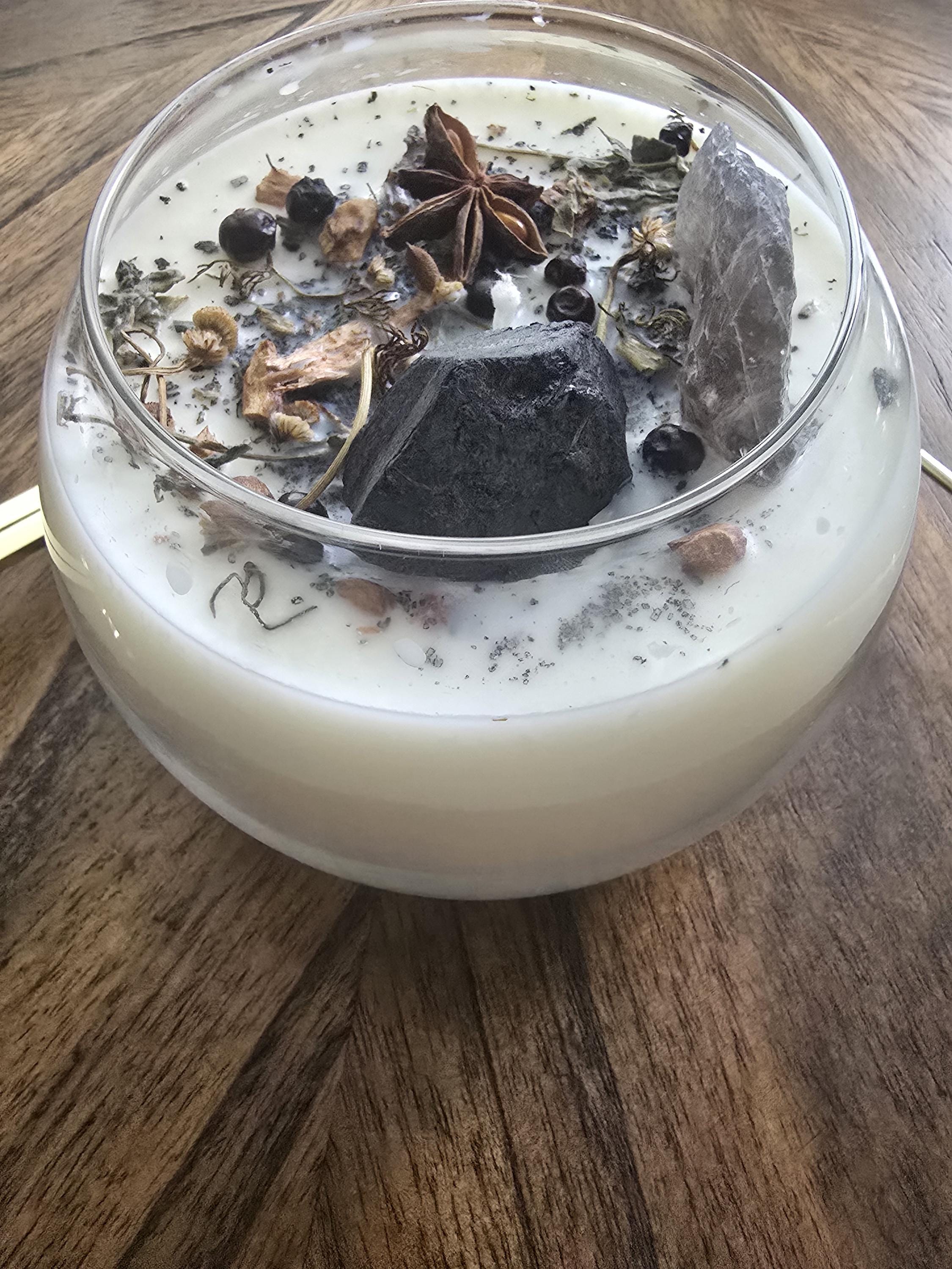 Protection Spell Candle- Obsidian &amp; Herb Blend — Banishing • Warding • Energetic Shield