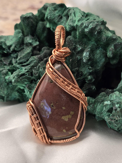 Hand-crafted Wire Wrapped Ocean Jasper Crystal Pendant