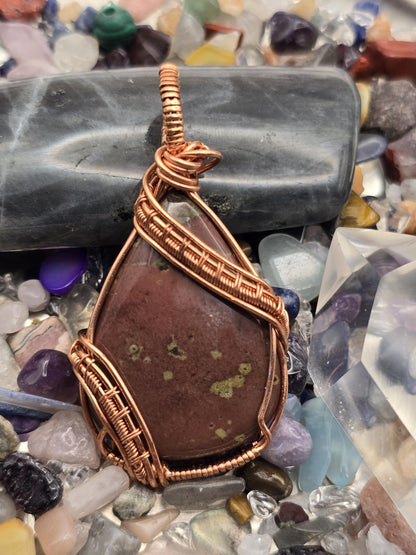 Hand-crafted Wire Wrapped Ocean Jasper Crystal Pendant
