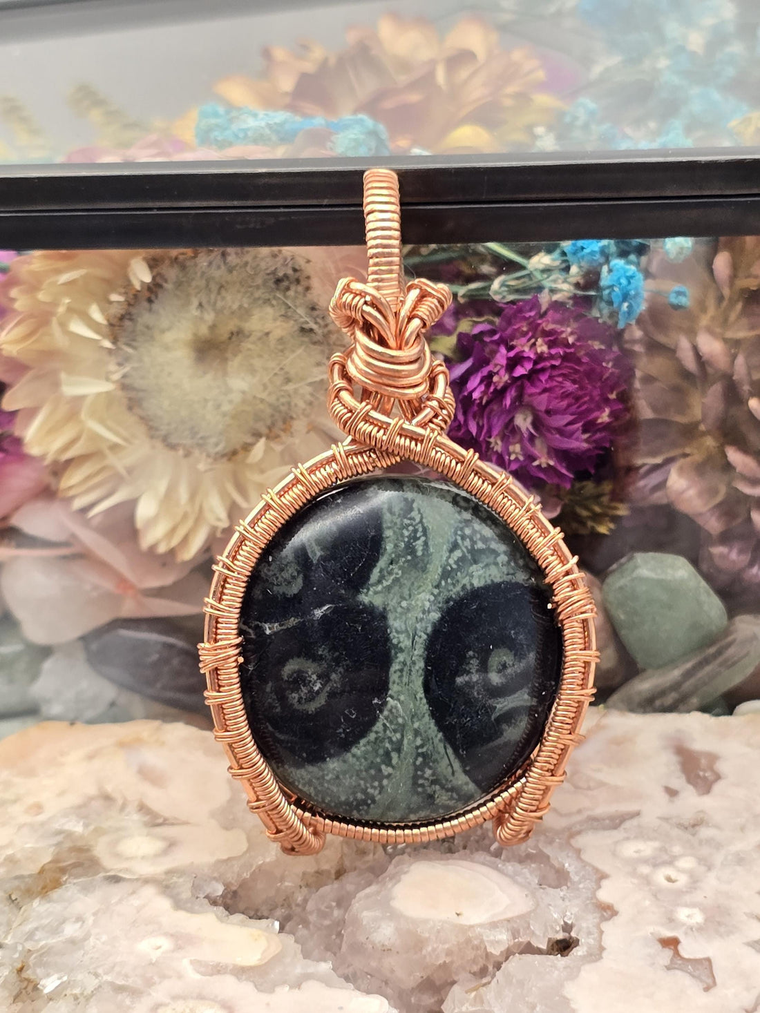 Hand-crafted Wire Wrapped Kambaba Jasper Crystal Pendant