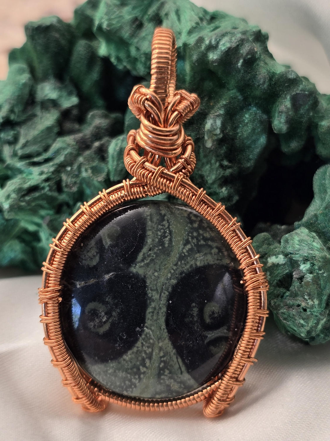 Hand-crafted Wire Wrapped Kambaba Jasper Crystal Pendant