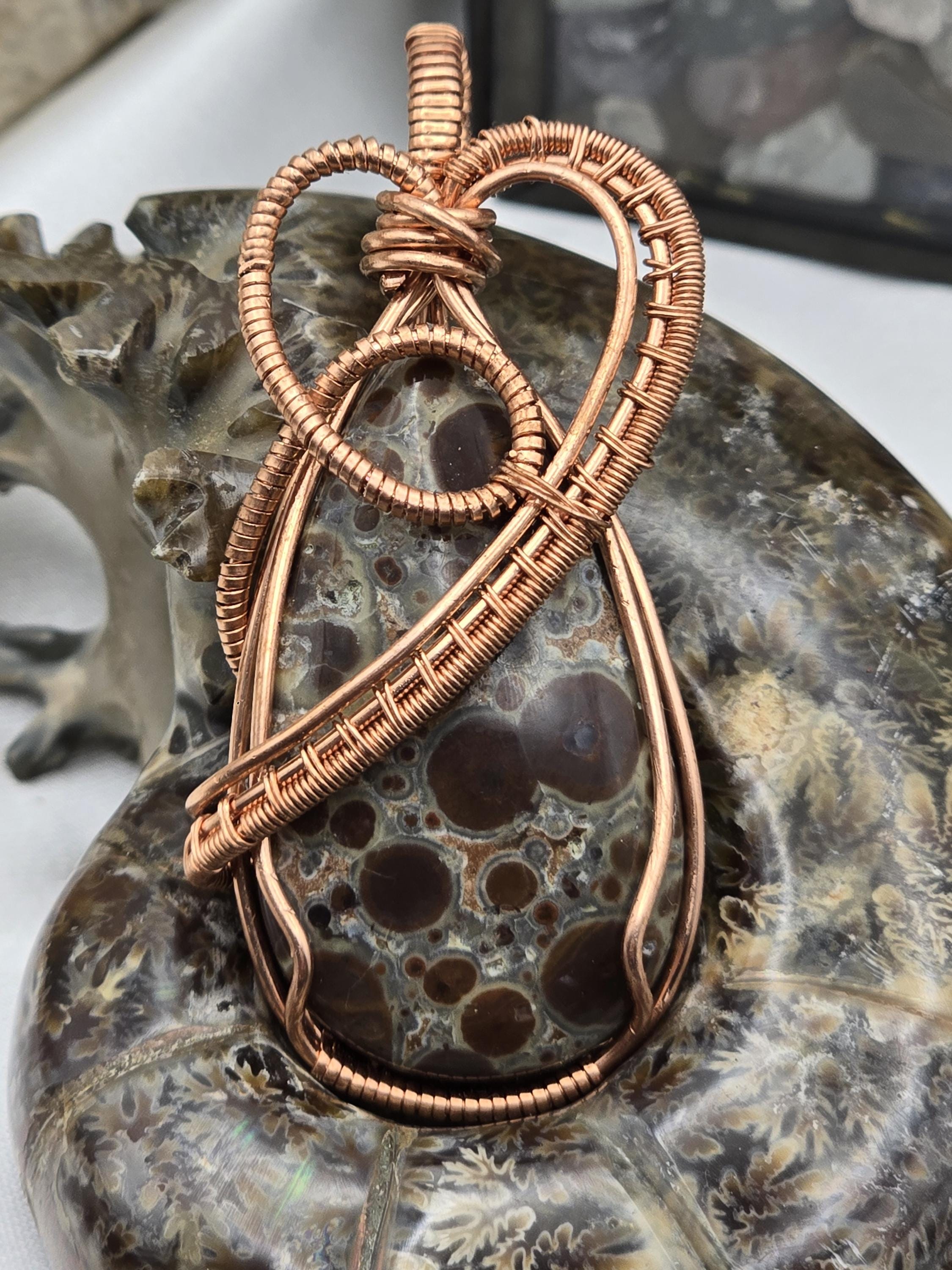 Hand-crafted Wire Wrapped Asteroid Jasper Crystal Pendant
