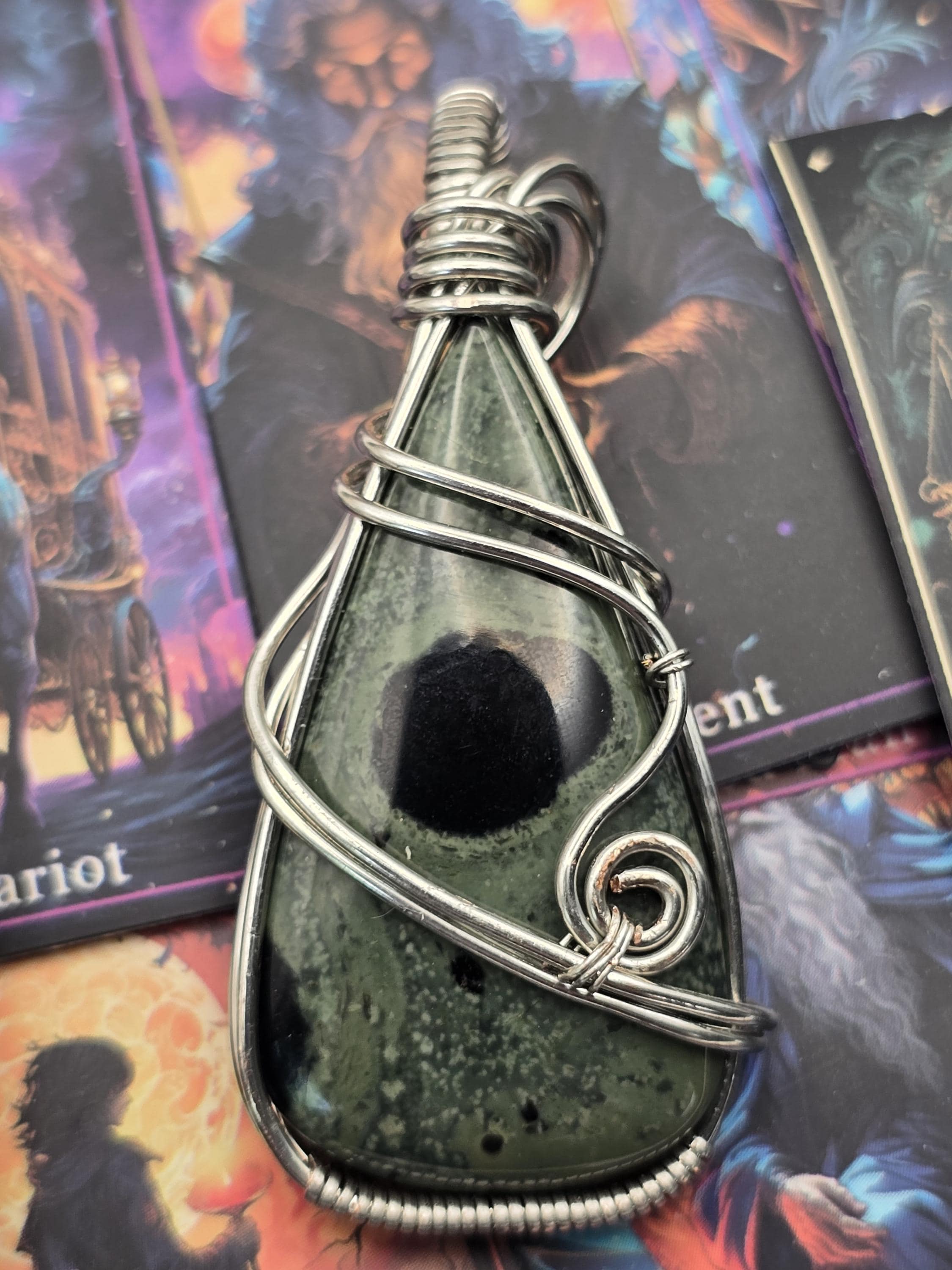 Hand-crafted Wire Wrapped Kambaba Jasper Crystal Pendant