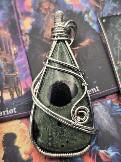 Hand-crafted Wire Wrapped Kambaba Jasper Crystal Pendant