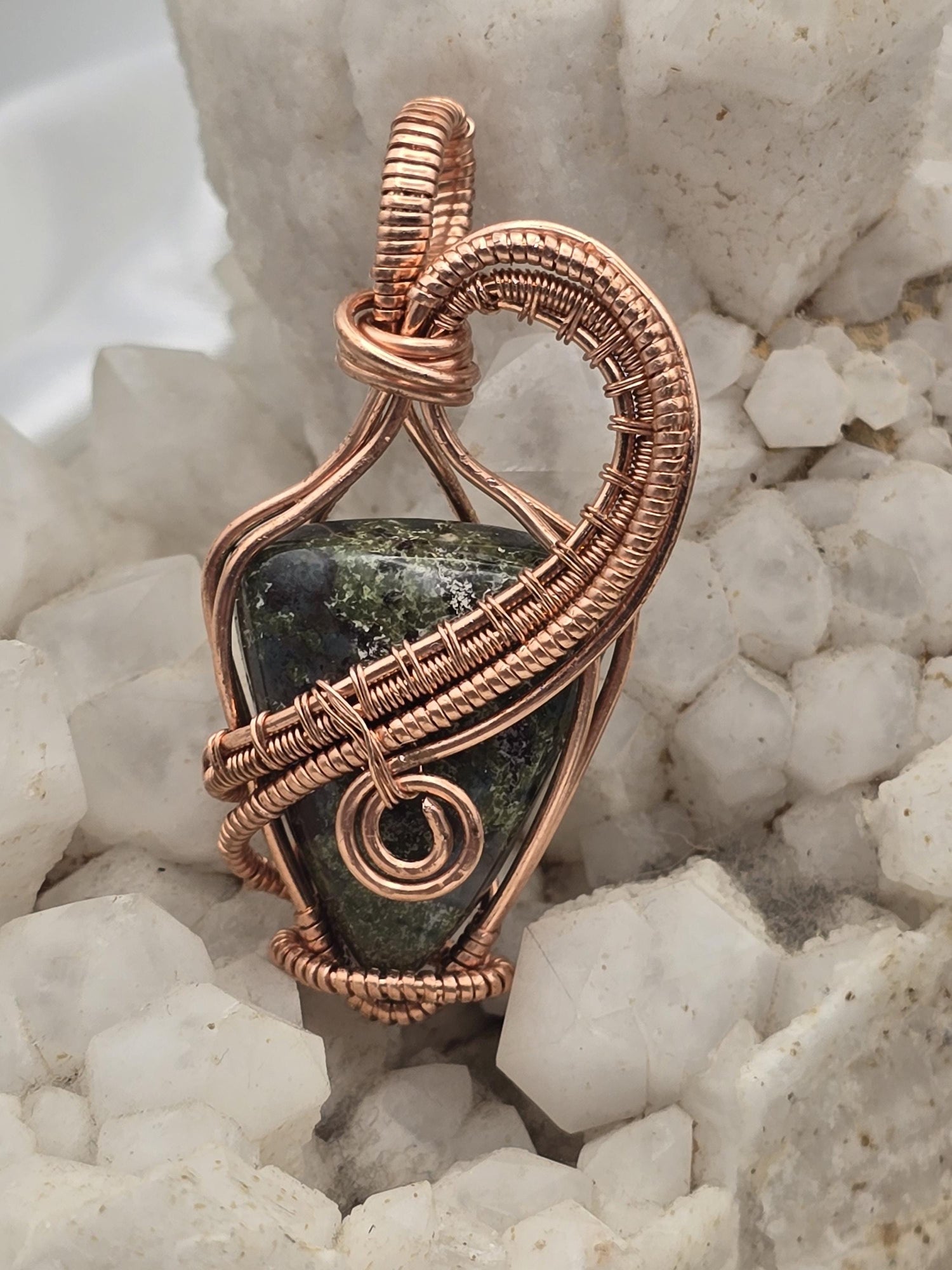 Hand-crafted Wire Wrapped Dragon Blood Jasper Crystal Pendant