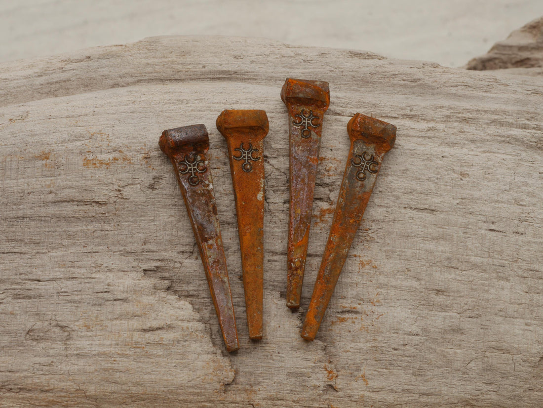 Rusty Coffin Nails Engraved With Hecate&amp;