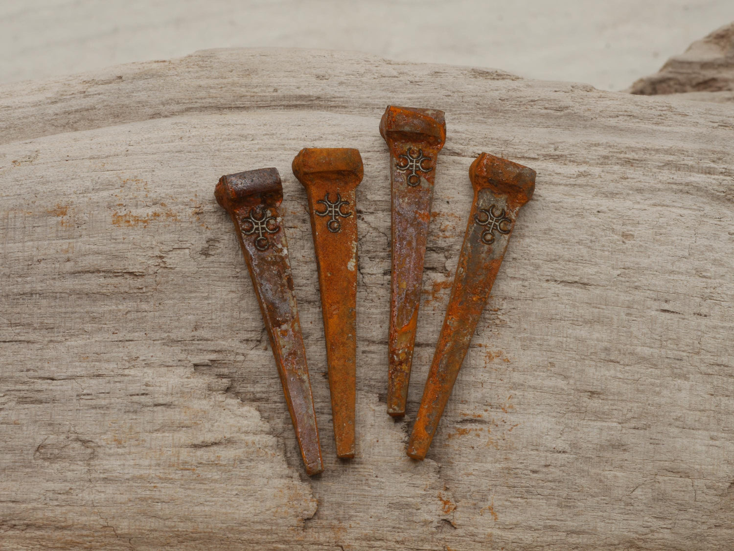Rusty Coffin Nails Engraved With Hecate&amp;