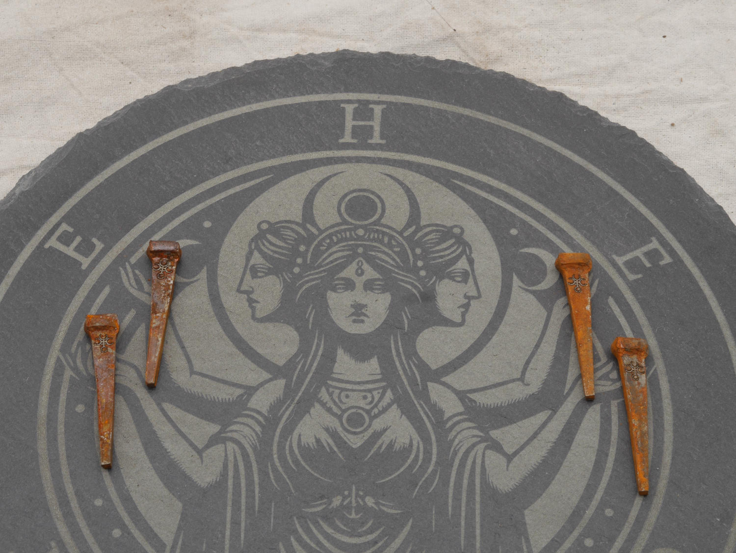 Rusty Coffin Nails Engraved With Hecate&amp;