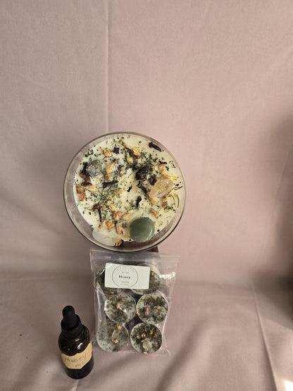 Abundance Intention Candle: Aventurine, Citrine &amp; Pyrite Crystal Blend