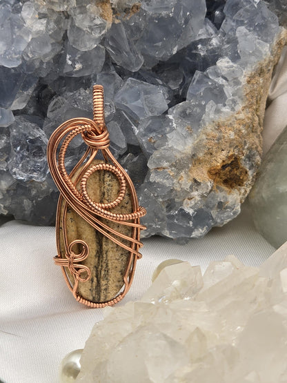 Hand-crafted Wire Wrapped Picture Jasper Crystal Pendant