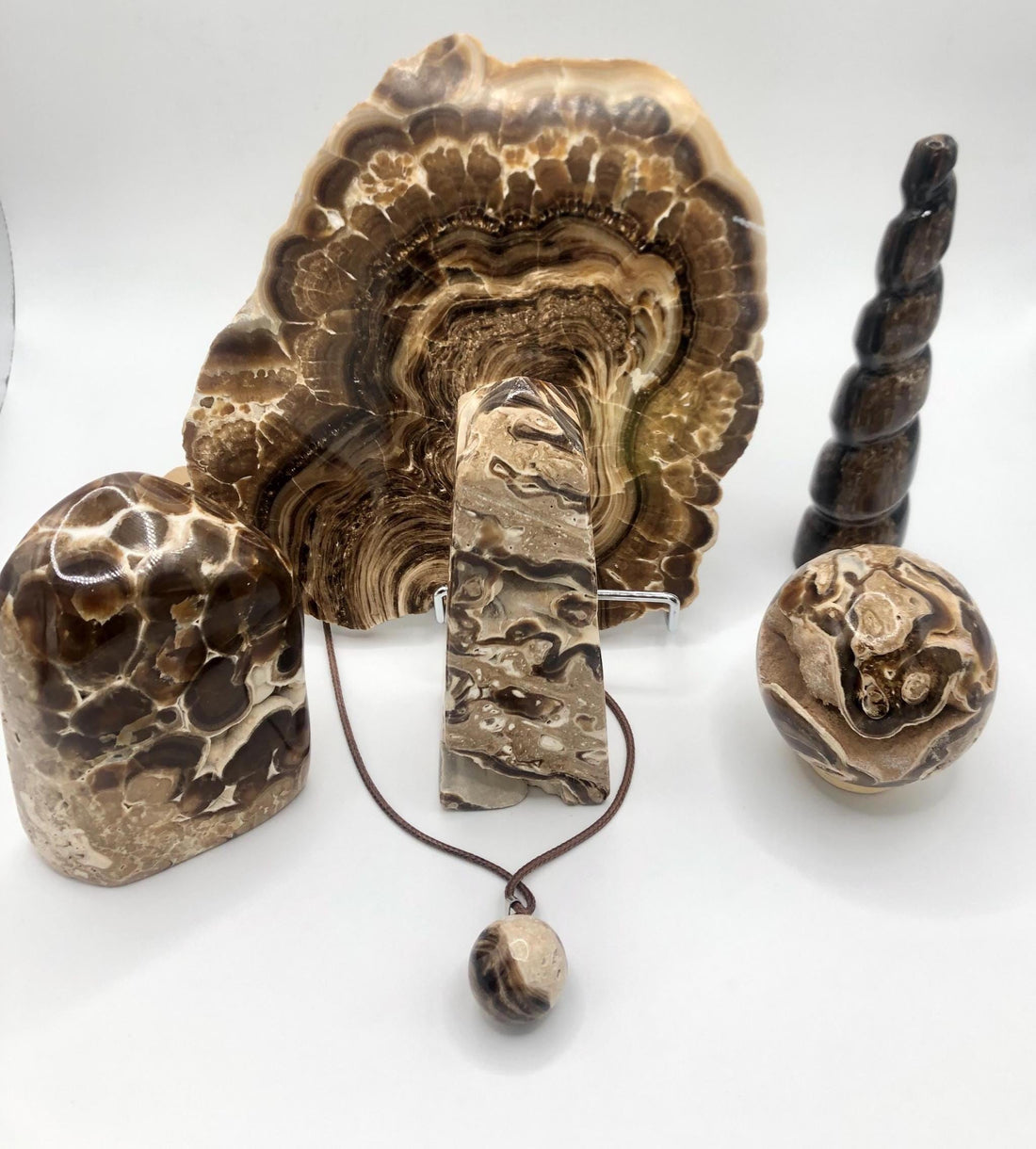 Chocolate Calcite: Slab, Sphere, Tower, Freeform, Horn, Necklace
