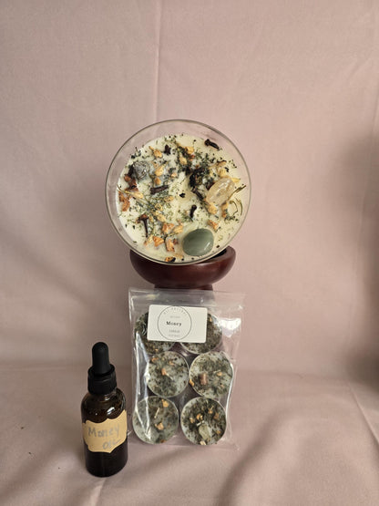 Abundance Intention Candle: Aventurine, Citrine &amp; Pyrite Crystal Blend