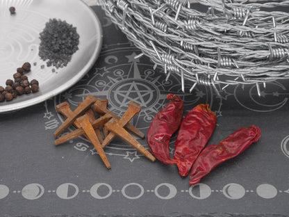 Set of 9 rusty Coffin Nails for Spell Work (1 1/2&amp;quot; mini nails) | Hex | Banishment | Curse