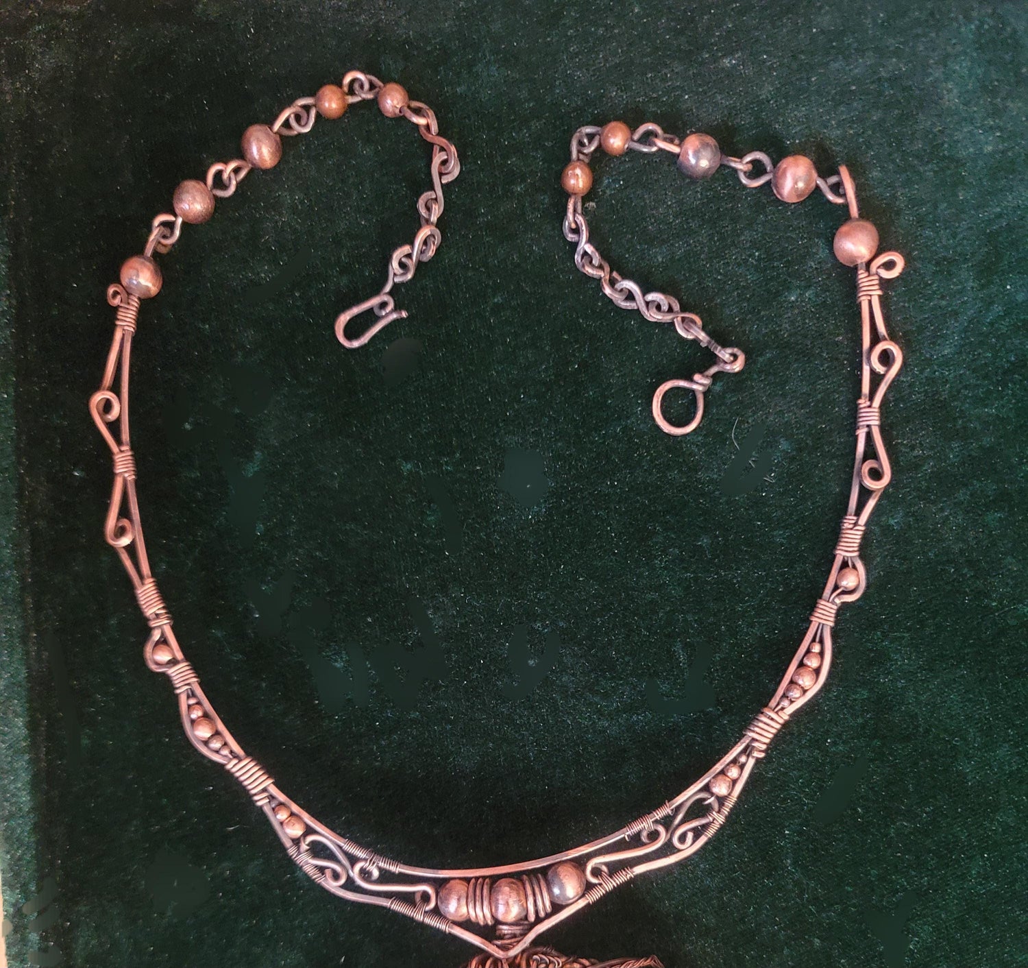Copper Wire Horse Necklace, Sterling Silver Feather, Turquoise Equestrian Pendant