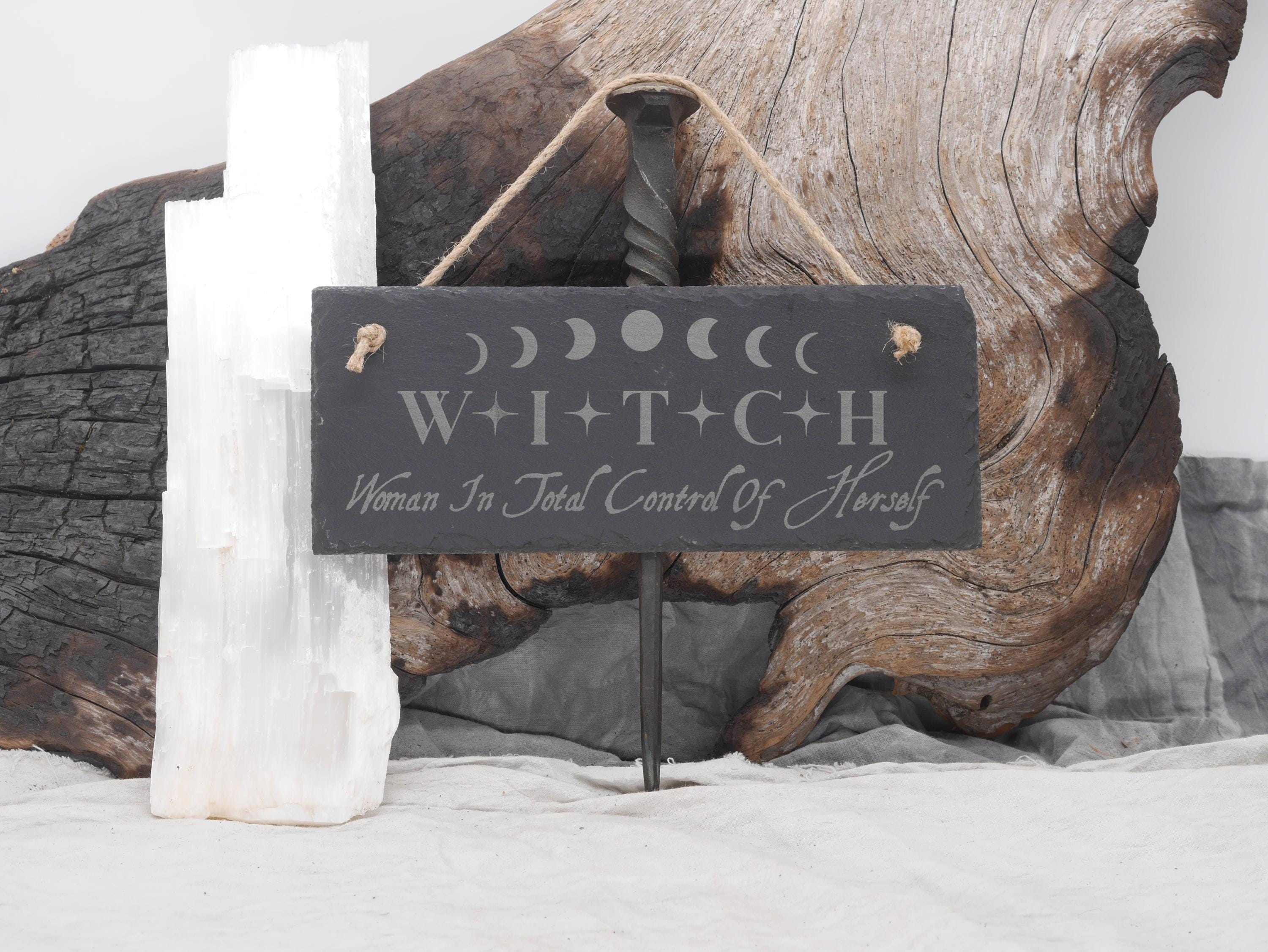 WITCH Woman In Total Control of Herself Slate Wall Hanging | Witches Decor - Pagan - Wicca