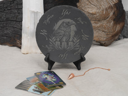 Raven Pendulum Board on Natural Slate - Divination - Magickal and Mysterious - Altar Tray