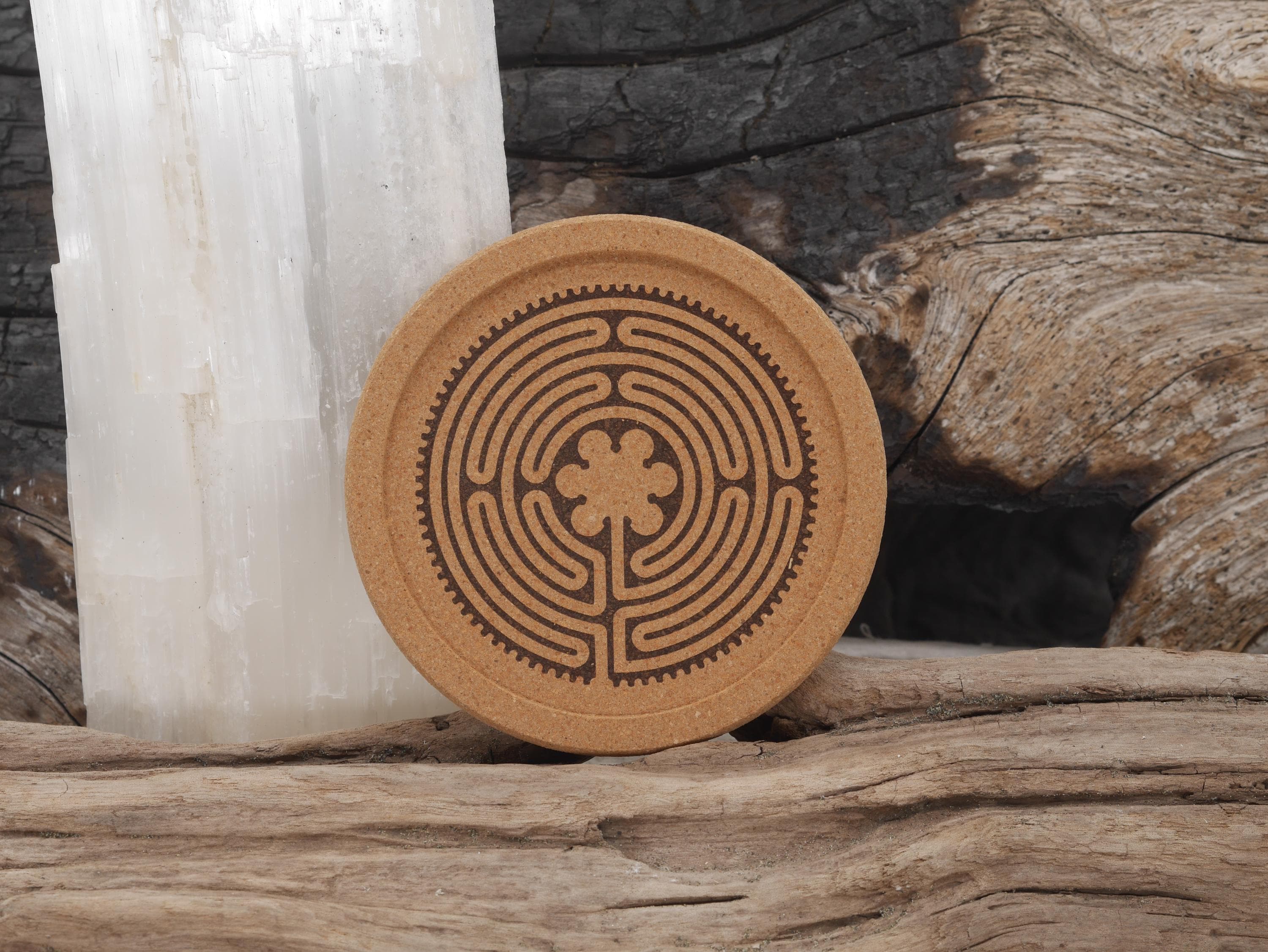 Labyrinth Cork Coaster Set (four 4&amp;quot; coasters) - Cretan | Chartres