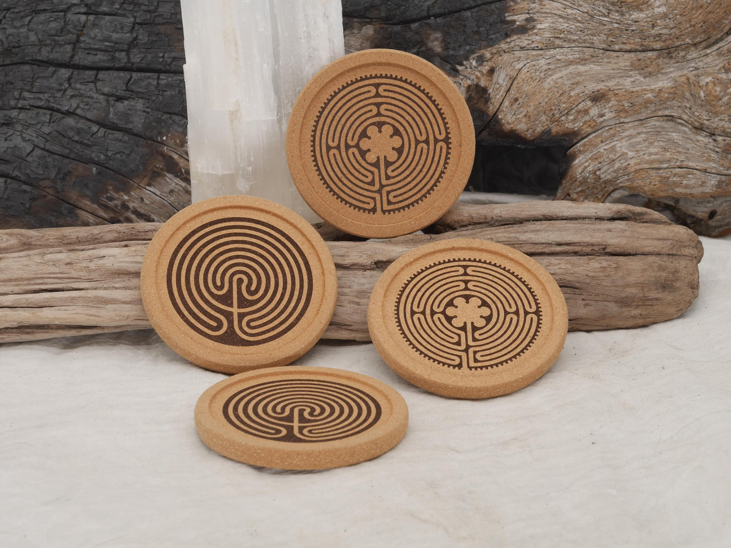 Labyrinth Cork Coaster Set (four 4&amp;quot; coasters) - Cretan | Chartres